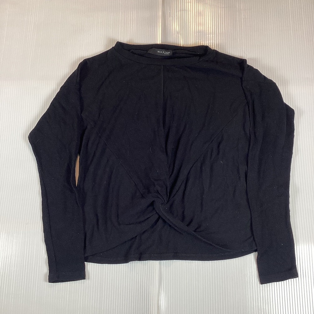 Ollie & Chloe Womens Shirt Top Sz M Long Sleeve Pullover Soft Crew Neck Black